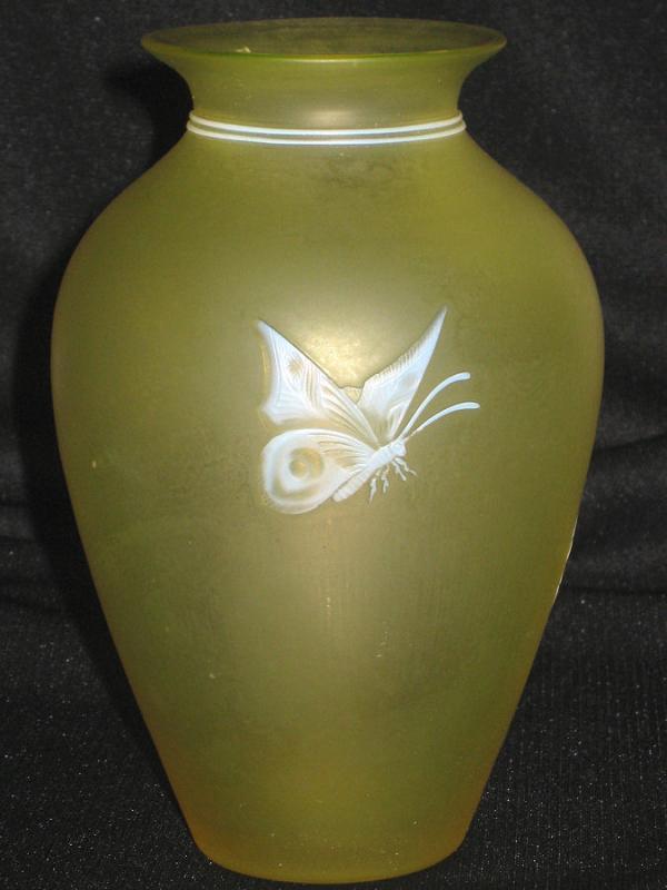 Antique Thomas Webb & Sons Yellow Floral Cameo Glass Vase