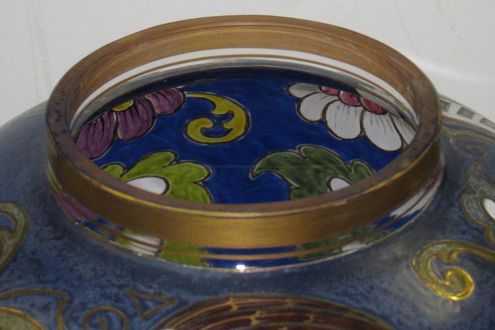 Fritz Heckert Enameled & Etched Vase with Eagle