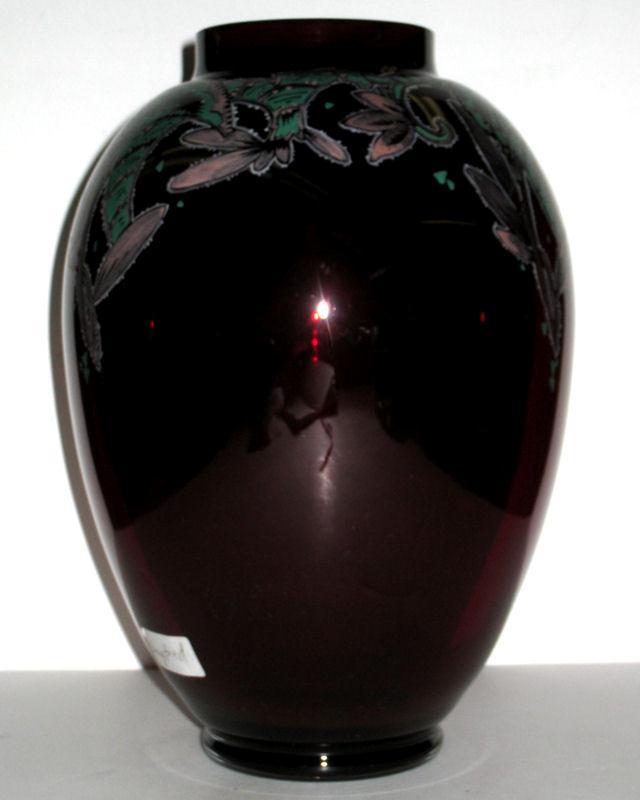 Emmy Seyfried German Antique Art Deco Ruby Red Glass Vase