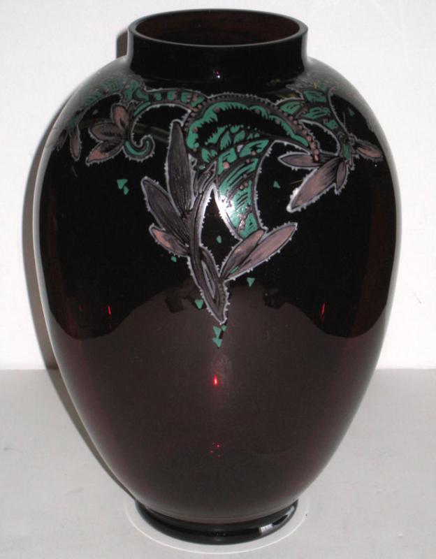 Emmy Seyfried German Antique Art Deco Ruby Red Glass Vase