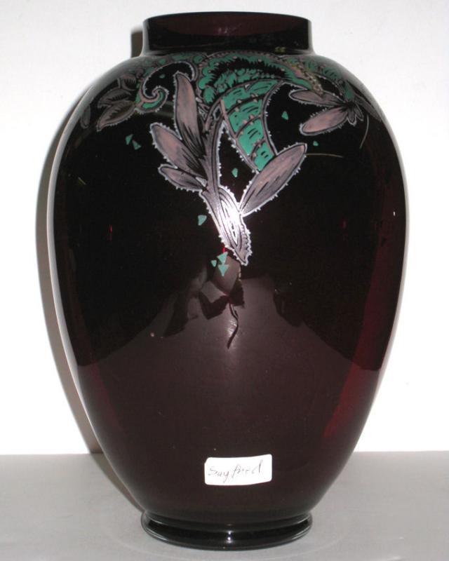 Emmy Seyfried German Antique Art Deco Ruby Red Glass Vase