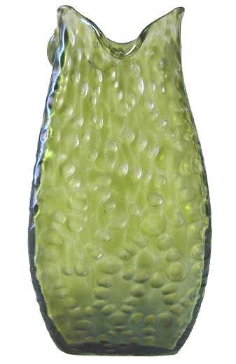Antique Bohemian Mottled Green Glass Vase