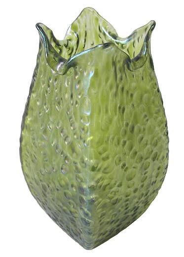 Antique Bohemian Mottled Green Glass Vase