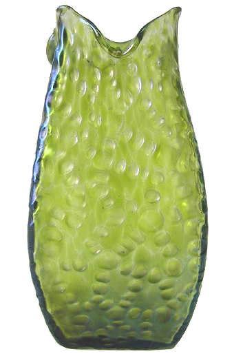 Antique Bohemian Mottled Green Glass Vase