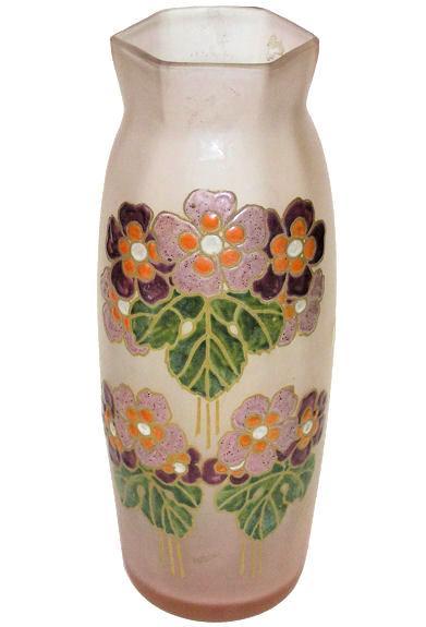 French Legras Art Nouveau Arts & Crafts Period Enameled Glass Vase
