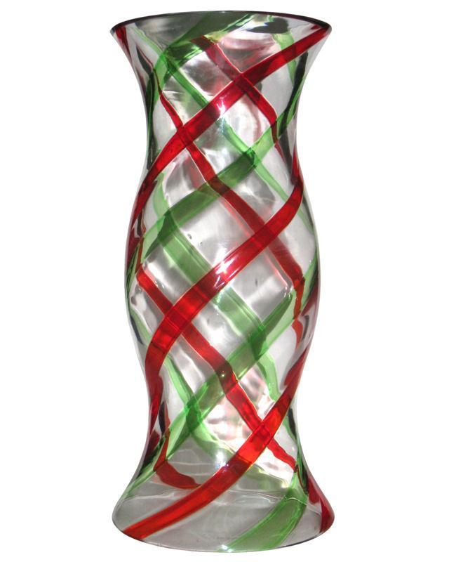 Venini Mid-Century Red & Green Glass Hurricane