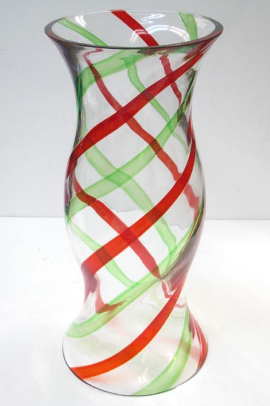 Venini Mid-Century Red & Green Glass Hurricane