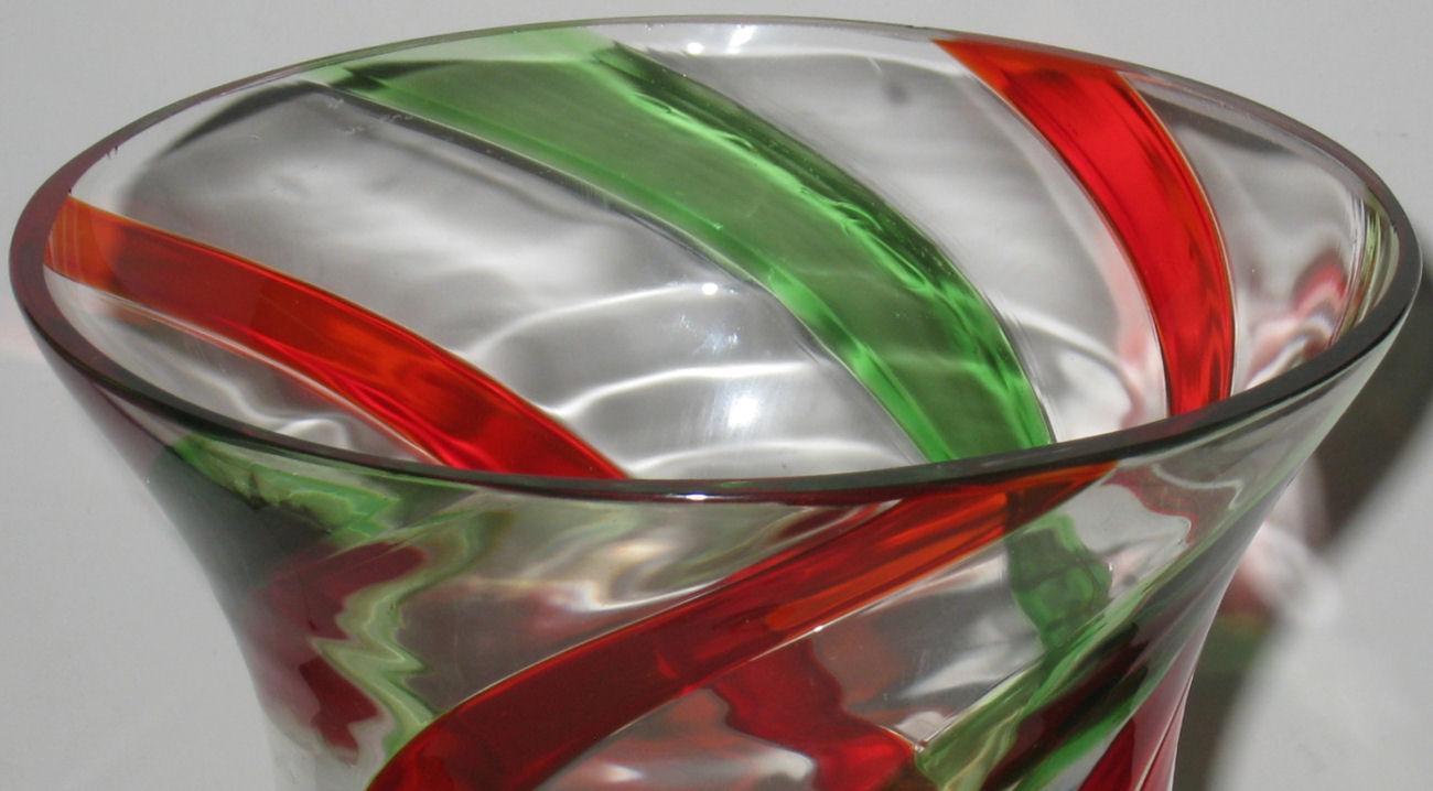 Venini Mid-Century Red & Green Glass Hurricane