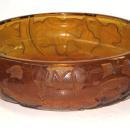Moser Art Deco Period Orange Acid-Etched Centerpiece Bowl