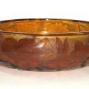 Moser Art Deco Period Orange Acid-Etched Centerpiece Bowl