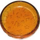 Moser Art Deco Period Orange Acid-Etched Centerpiece Bowl