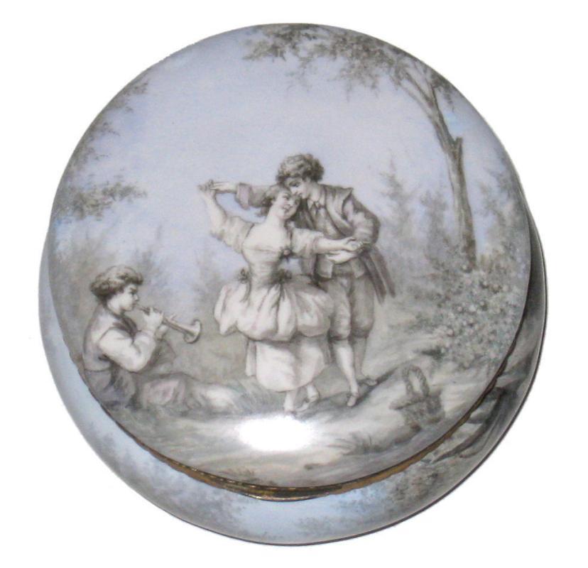 Antique Austrian Enamel Round Jewelry Dresser Box Jar