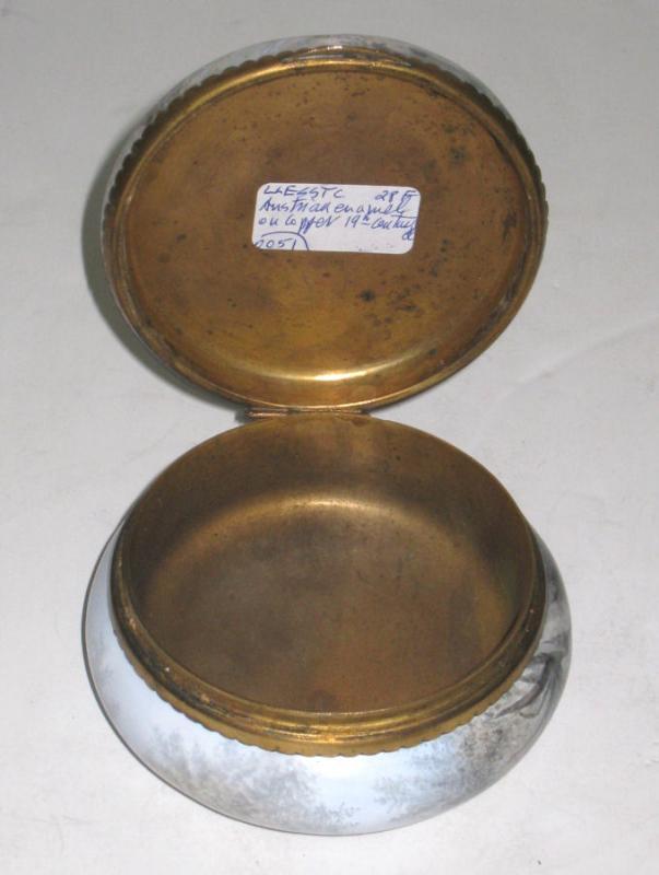 Antique Austrian Enamel Round Jewelry Dresser Box Jar