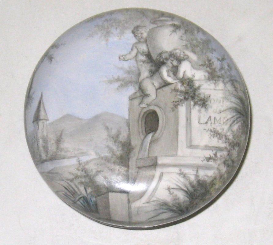 Antique Austrian Enamel Round Jewelry Dresser Box Jar