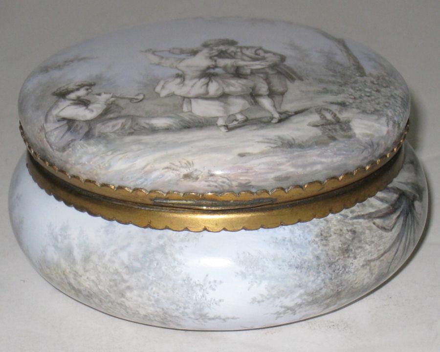 Antique Austrian Enamel Round Jewelry Dresser Box Jar