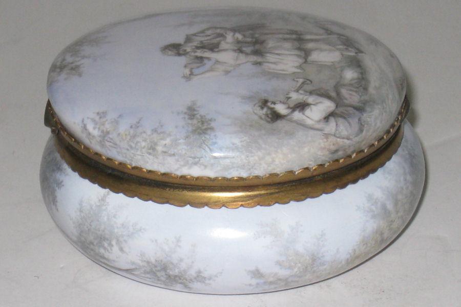 Antique Austrian Enamel Round Jewelry Dresser Box Jar