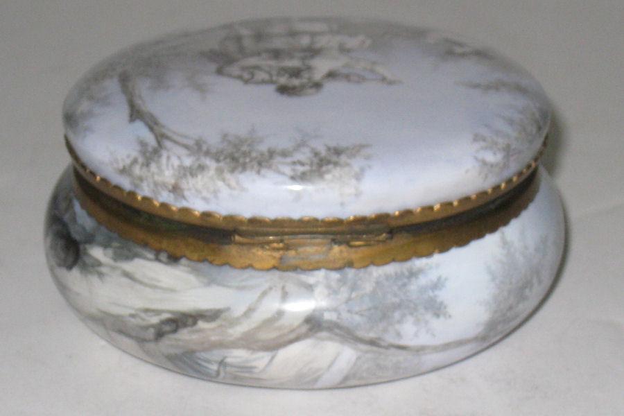 Antique Austrian Enamel Round Jewelry Dresser Box Jar