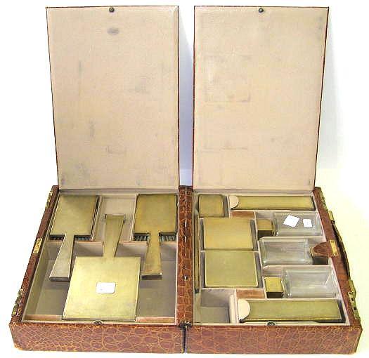 Art Deco Period Vanity Travel Case in Crocodile Leather by Asprey