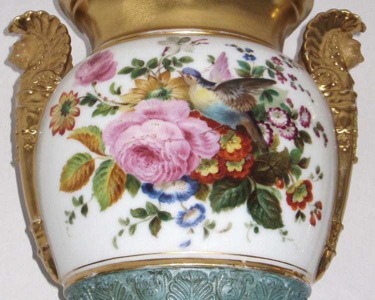 Pair of Exceptional Paris Porcelain Gilded & Floral Painted Vases