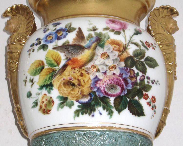 Pair of Exceptional Paris Porcelain Gilded & Floral Painted Vases