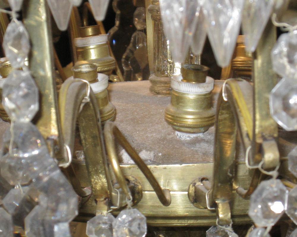Palatial Antique 34-Candle Brass and Crystal Chandelier