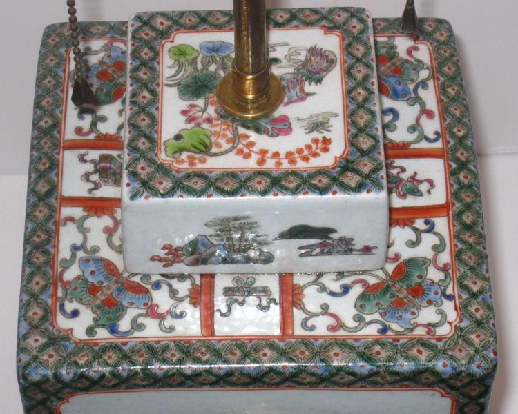 Pair Chinese Famille Verte Porcelain Table Lamps