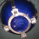 Neoclassical Cobalt Blue Ceramic & Silvered Bronze Jardiniere Pot Centerpiece
