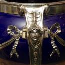 Neoclassical Cobalt Blue Ceramic & Silvered Bronze Jardiniere Pot Centerpiece