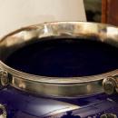 Neoclassical Cobalt Blue Ceramic & Silvered Bronze Jardiniere Pot Centerpiece