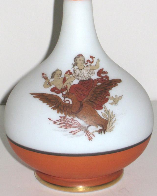 Antique Roman Greek Revival English Bristol Milk Glass Perfume Bottle Decanter