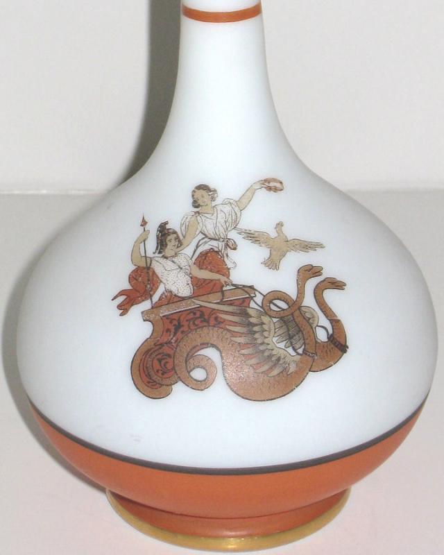 Antique Roman Greek Revival English Bristol Milk Glass Perfume Bottle Decanter