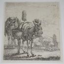 Karel DuJardin (-1678) Flemish Framed Engraving Print