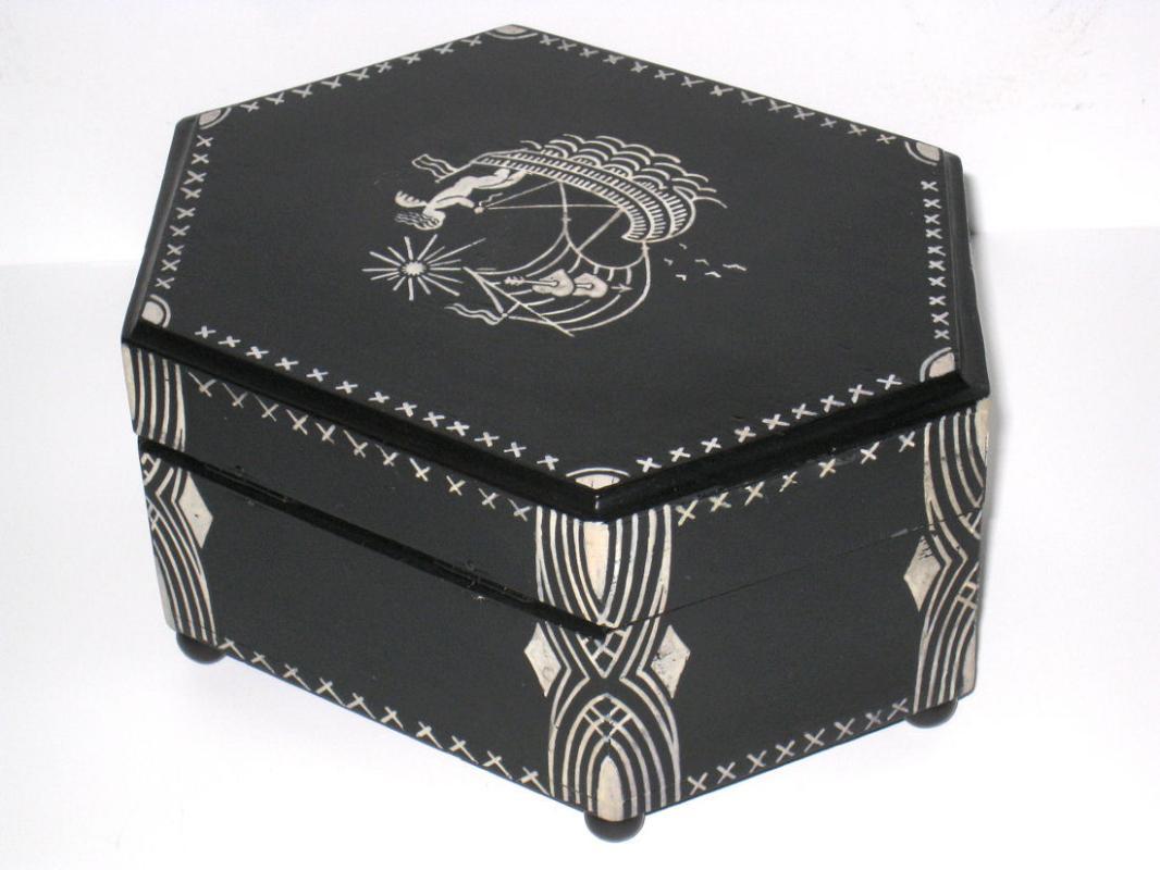 Dagobert Peche Attributed Secessionist Arts & Crafts Period Ebonized Jewelry Box