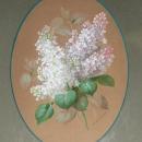 Antique French Lilac Floral Gouache Painting by Raoul Maucherat de Longpre