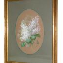 Antique French Lilac Floral Gouache Painting by Raoul Maucherat de Longpre