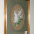 Antique French Lilac Floral Gouache Painting by Raoul Maucherat de Longpre