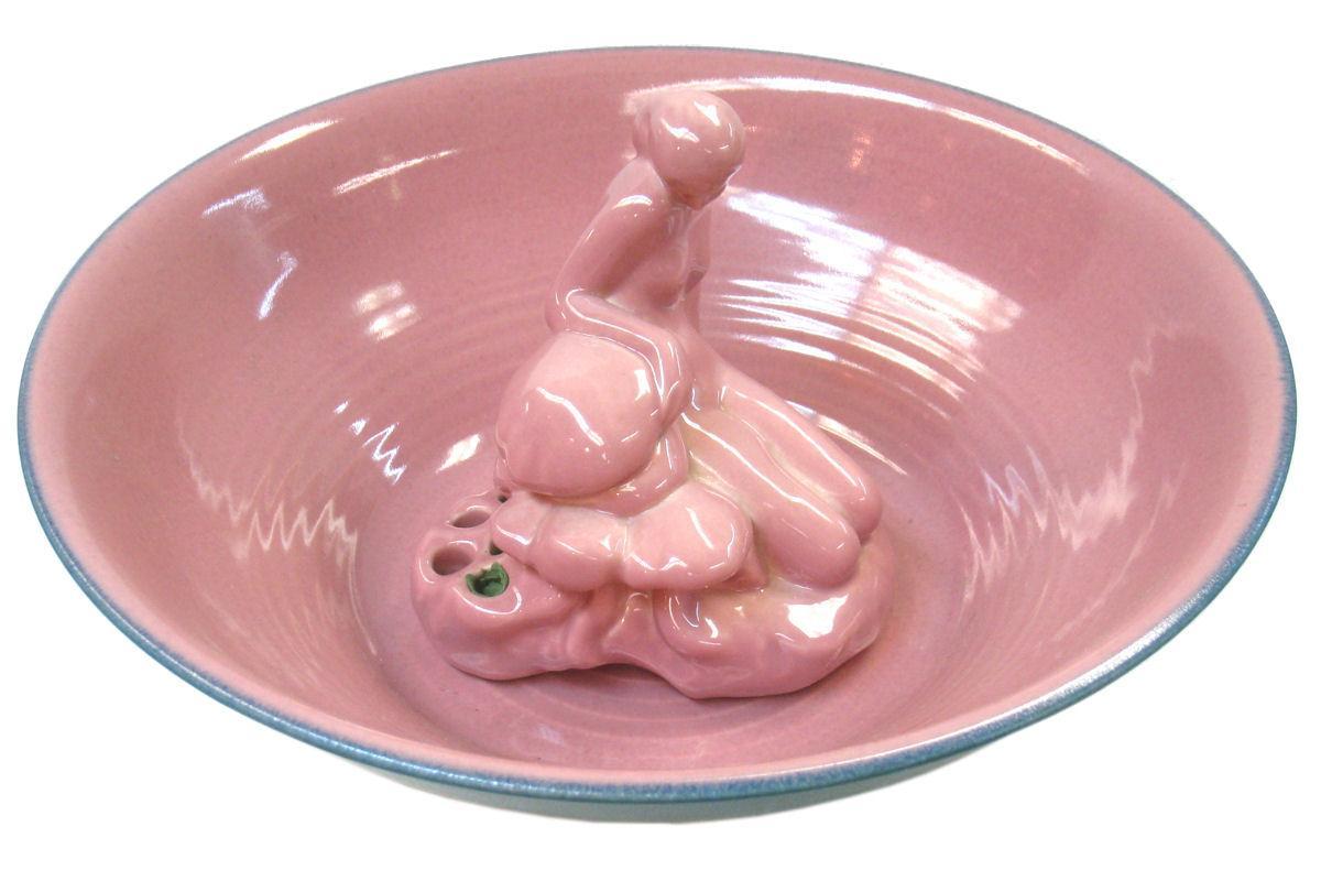 Rookwood Art Deco Period Maiden Figurine with Frog & Matching Bowl (1922)