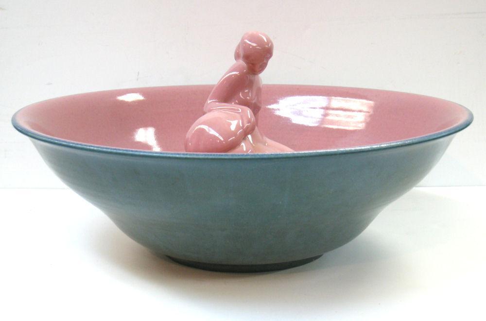 Rookwood Art Deco Period Maiden Figurine with Frog & Matching Bowl (1922)