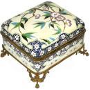 French Faience Ceramic Bronze Mounted Jewelry Dresser Box from Creil Montereau
