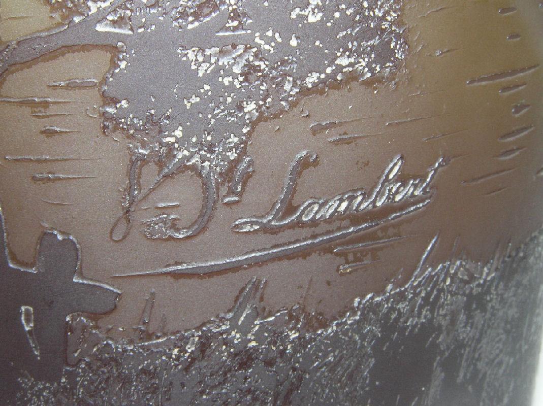 Val St Lambert Lake Scene Cameo Glass Vase