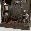 Vintage Orientalist Cold Painted Metal Lamp in Manner of Franz Bergman