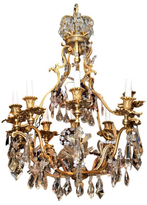 Antique Electrified English Regency Georgian Style Gilt Bronze Chandelier