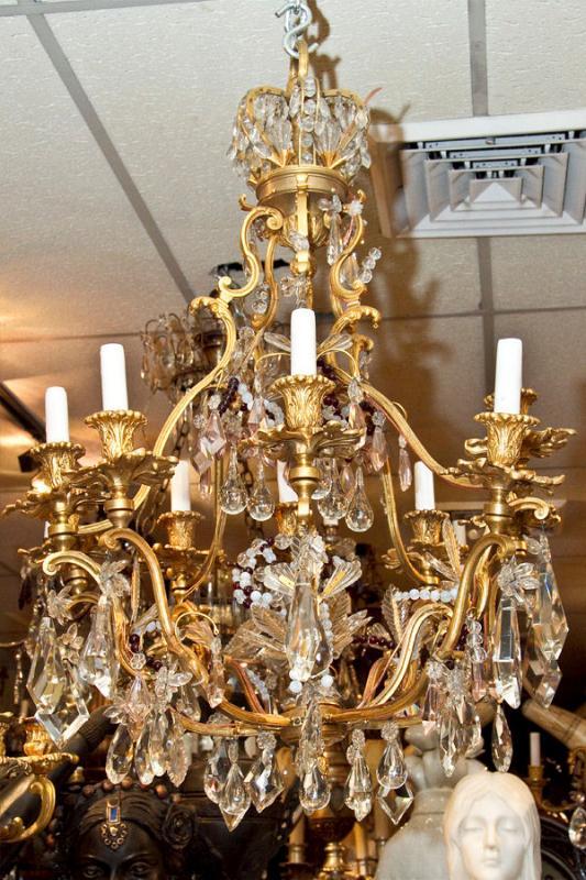 Antique Electrified English Regency Georgian Style Gilt Bronze Chandelier