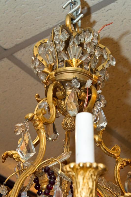 Antique Electrified English Regency Georgian Style Gilt Bronze Chandelier