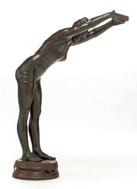 Bronze Statue of Female Diving Swimmer Bather After La Tuffolina by Odoardo Tabacchi