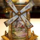 Vintage European Austrian Gilt Metal and Enamel Windmill Music Box