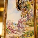 Vintage European Austrian Gilt Metal and Enamel Windmill Music Box