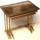 Set Vintage Gilt Brass Bamboo Leg Nesting Tables