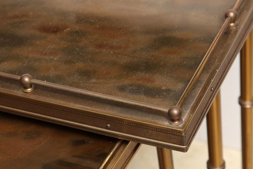 Set Vintage Gilt Brass Bamboo Leg Nesting Tables