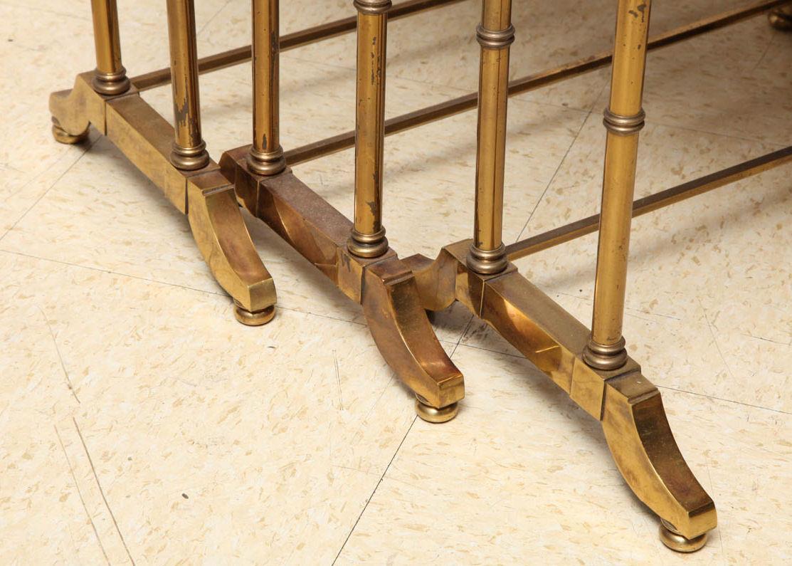 Set Vintage Gilt Brass Bamboo Leg Nesting Tables